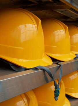 Bright Yellow Hardhats – closeup