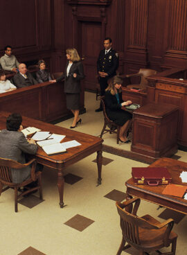 High angle view of courtroom