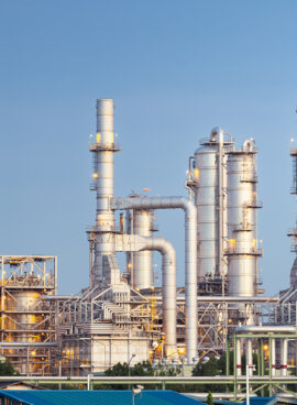 Oil refinery plant with sky background.